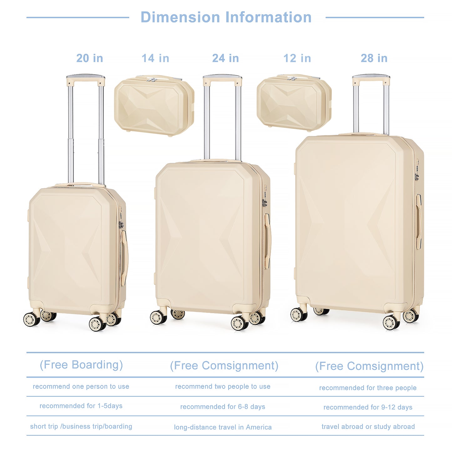 Prism 5 Piece Luggage Set - TSA Lock